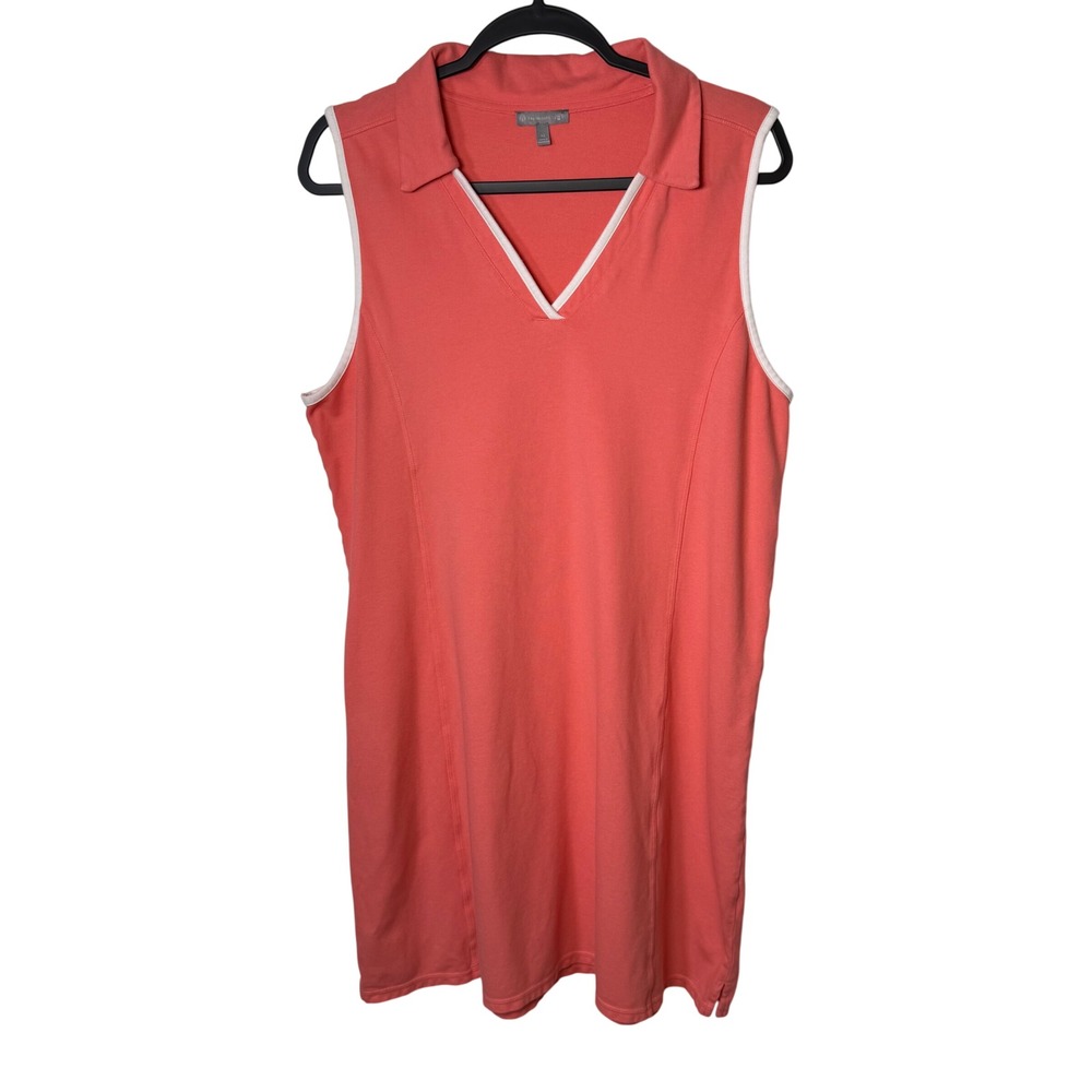 T by Talbots Size XL Sleeveless Polo Dress UPF 50 Activewear Coral Pink Comfort